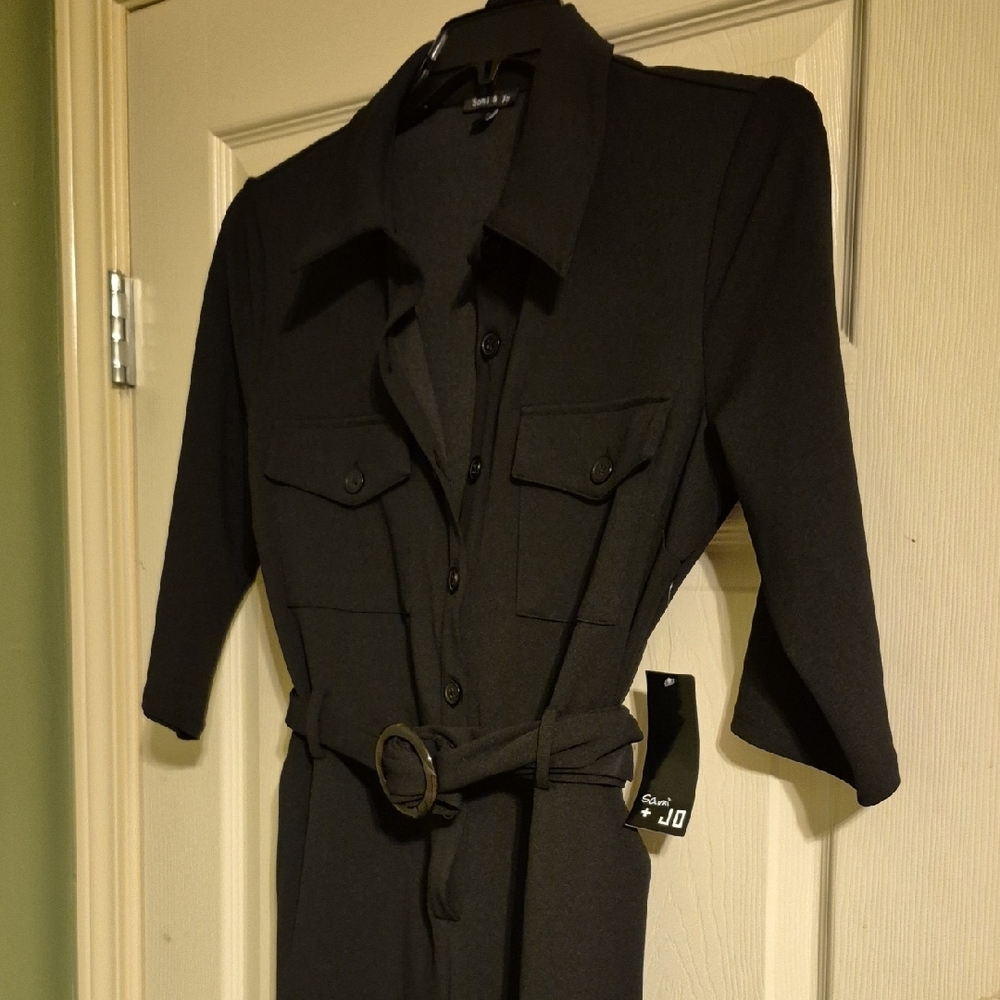 Black Button-Up Jumper with Belt - Picture 4 of 6